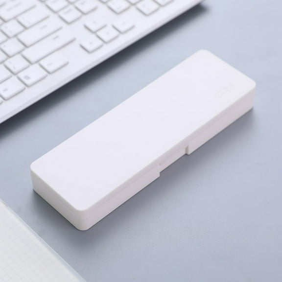 Denhf Pencil Case, Clear Plastic Pencil Box with Snap-tight Lid, Large Capacity Crayon Box for Office Supplies, Hard Pencil Case, Marker Case, 7.7" x 2.6", White