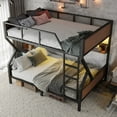 thumbnail image 5 of Bellemave Queen Over Queen Bunk Bed with Storage Shelves, Heavy-Duty Bunk Beds with LED Lights, Space-Saving Metal+Wood Queen Size Bunk Bed, Noise-Free Design（Black), 5 of 9
