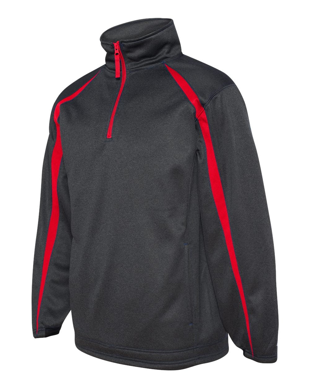 Badger Adult Fusion QuarterZip Fleece Pullover CARBON/ RED 4XL 1481