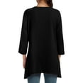 thumbnail image 3 of MIXUE Boho Tops For Women Summer Solid Color Round Neck Long Sleeve Casual Basic Tee Shirts Holiday Wear,Black,XL, 3 of 7