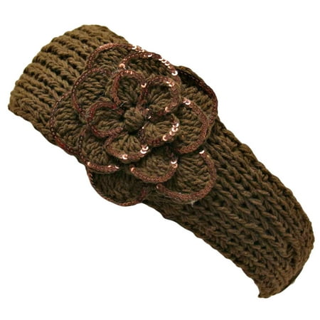 Luxury Divas Crochet Headband With Sequin Flower Detail - Walmart.com