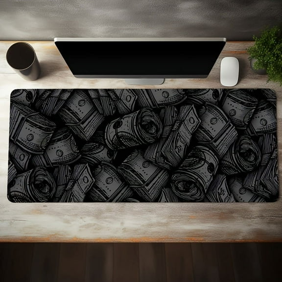 Cool Dollar Mouse Pad, Long Non-slip Waterproof Black And White Mouse Pad, Office Game Table Mat