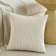 thumbnail image 3 of Fancy Homi 2 Pcs Cream Boho Neutral Decorative Throw Pillow Covers 20x20 Inch for Couch Bed Sofa, Aesthetic Modern Farmhouse Home Decor, Soft Fluffy Corduroy and velvet Beige Cute Cushion Case 50 cm, 3 of 7