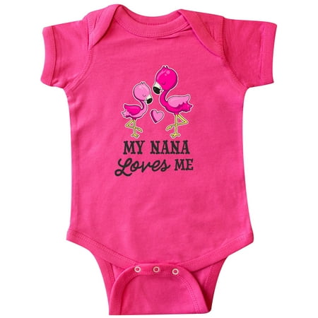 

Inktastic My Nana Loves Me with Two Flamingos Gift Baby Boy or Baby Girl Bodysuit