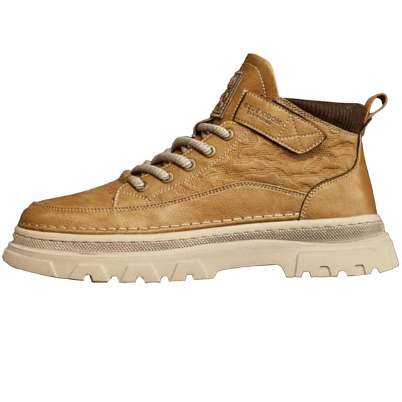 PU Leather High Top Boots for Men - Comfy Durable Hiking Trekking   Shoes for Outdoor Activities