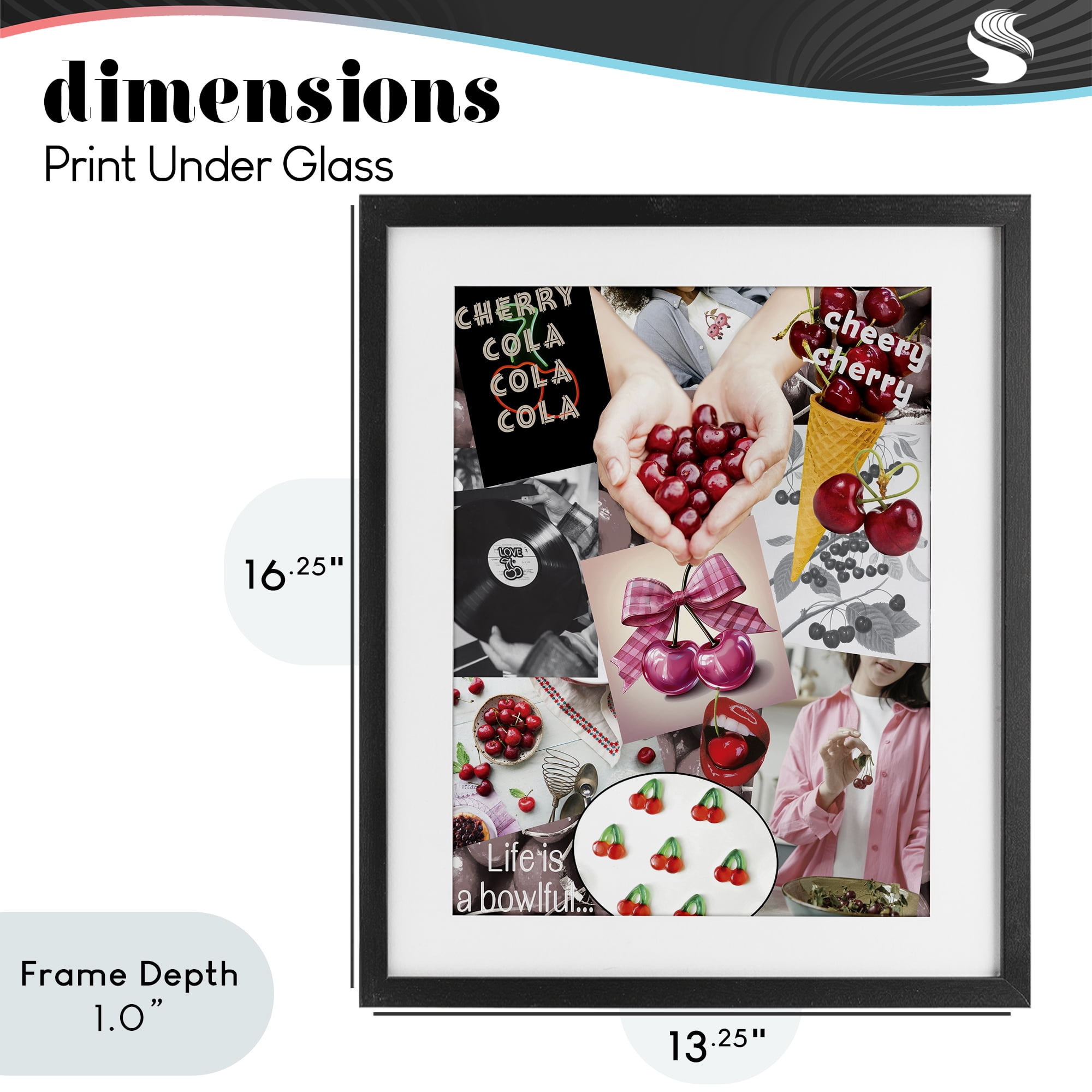Stupell Industries Retro Cherry Mood Board Black Framed Print Under Glass, design by Grotto Studios