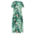 thumbnail image 5 of Sakmal Summer Dresses for Women Under $10 Green Crew Neck Long Floral Loose Fit Flowy Short Sleeve A-Line Dress, 5 of 6