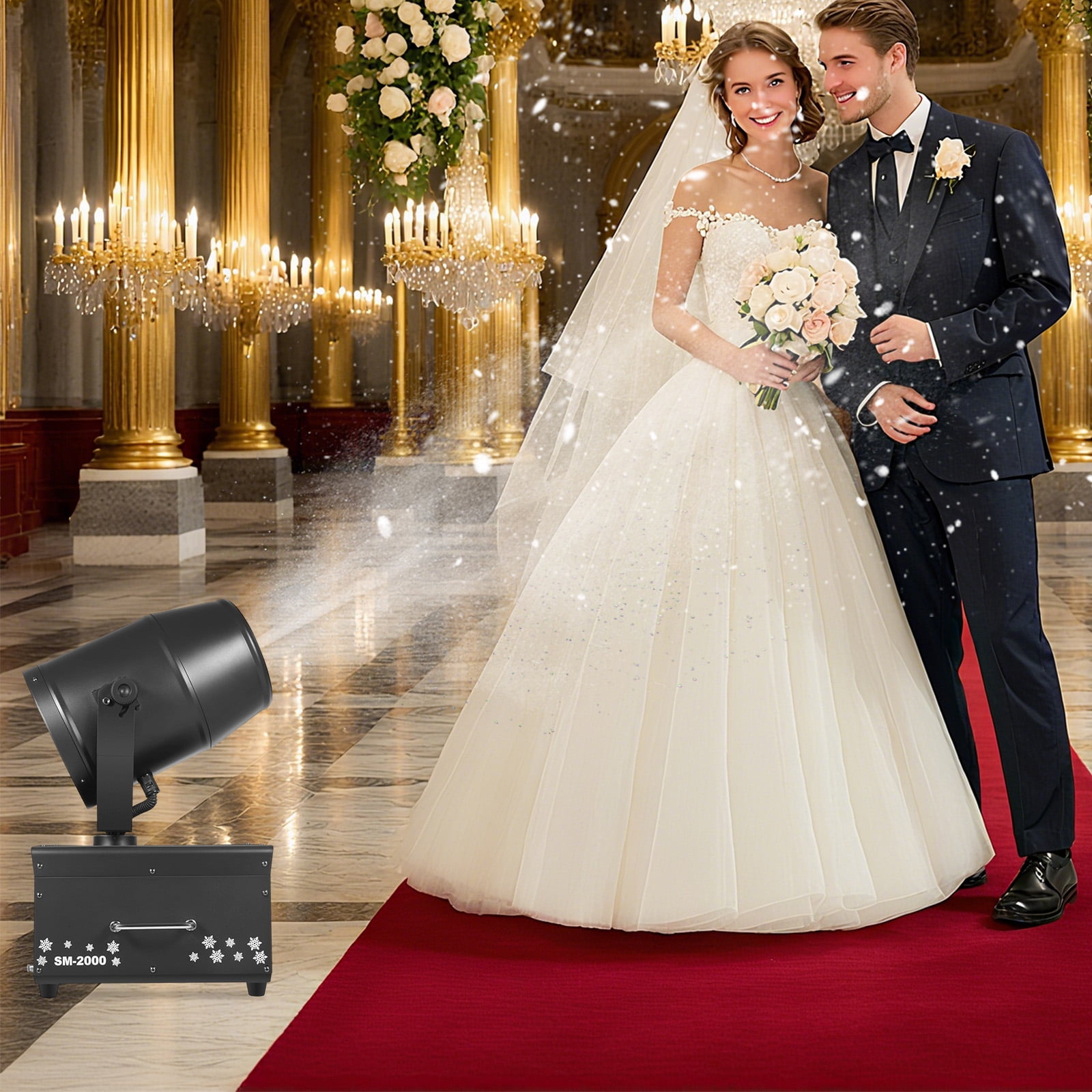 2000W Snow Machine – Realistic Snow Effect for Parties, Weddings, and Events, 107.64ft² Coverage, Remote Control, Easy To Use, Compact Design