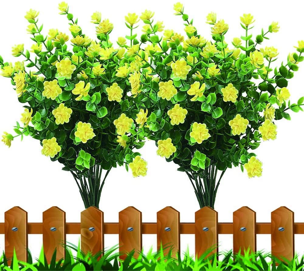Sinhoon 8 bundles Artificial Flowers, Fake Outdoor UV Resistant Plants ...