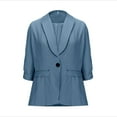 thumbnail image 6 of HAPIMO Women's Suit Jacket 3/4 Sleeve Lapel Collar One Button Jackets Solid Pocket Dressy Blazers Business Casual Office Work Blazer Blue L, 6 of 8