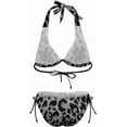 thumbnail image 5 of SKQIT Women's Leopard Print Bikini Halter V Neck Bikini Tie Side 2 Piece Bathing Suit Sexy Swimsuit Swimwear, 5 of 6