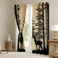 thumbnail image 3 of Manfei Wildlife Deer Elk Black Out Curtains for Man, Rustic Farmhouse Wooden Plank Curtains Pack of 2 (42x63 Each), Brown Animal Bedroom Curtains, Curtains and Drapes Bedroom Decor, 3 of 6
