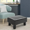 thumbnail image 2 of 15.75" x 11.5"Modern Upholstered Ottoman, Lightweight PU Footstool with Thick Padding, Square Foot Rest for Living Room & Bedroom, Hold Up to 220lbs, Gray, 2 of 7