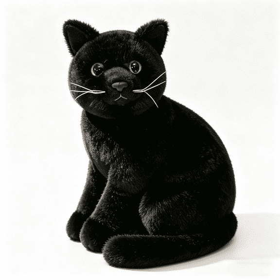 Cute Black Cat Plush Toy 10.2'' Soft Cuddy Kitten Cat Stuffed Animal Doll for Friends Pet Plush Gift
