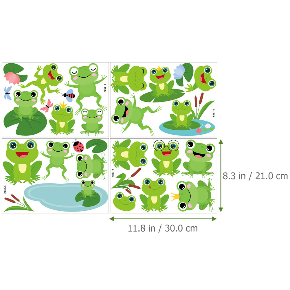 4 Sheets Cartoon Frogs Wall Stickers PVC Removable Kid Bedroom Wall