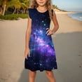 thumbnail image 2 of SWSTBBY Kids Summer Dress,Dress for Girls,Toddler Girls Dress Summer Ruffle Sleeve Starlit Sky Printed Sundress Outfit for Kids 4-14T, 2 of 5