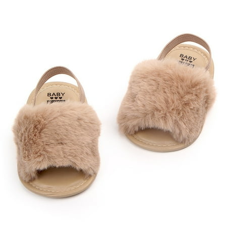 

Fashion Faux Fur Baby Shoes Summer Cute Infant Baby boys girls shoes soft sole indoor shoes for 0-18M Khaki 12