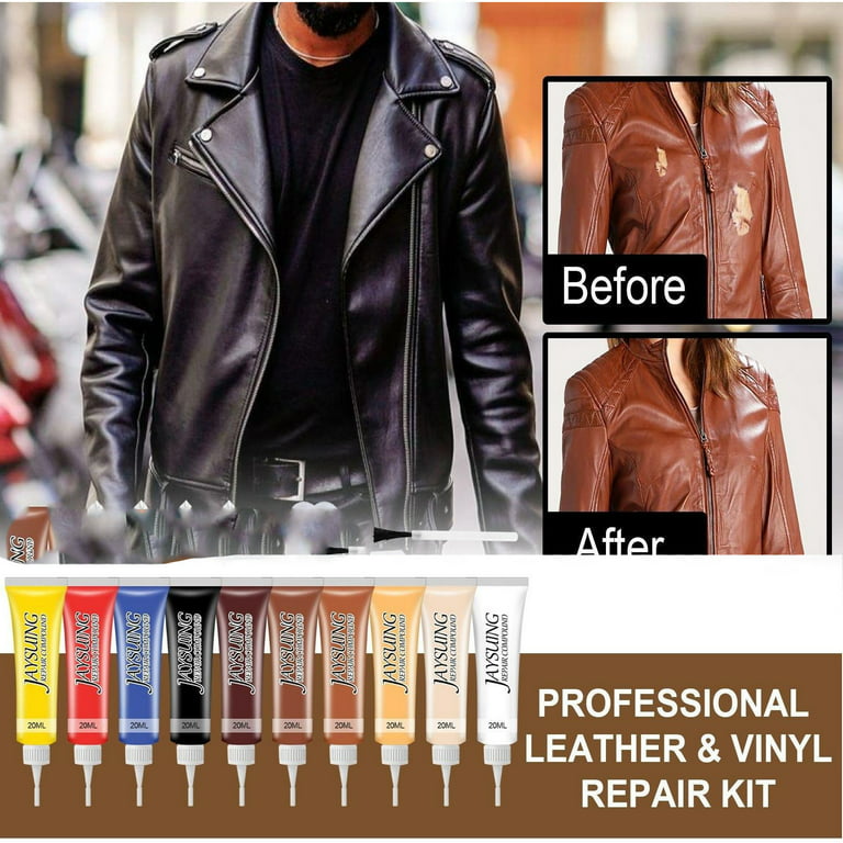 SEISSO Leather Repair Kit for Furniture, Leather Dye Leather Recoloring  Balm,for Car Seat, Sofa, Boot Care, Shoes, Leather Filler, Leather Scratch  Repair Kit with Mink Oil-Set of 11 