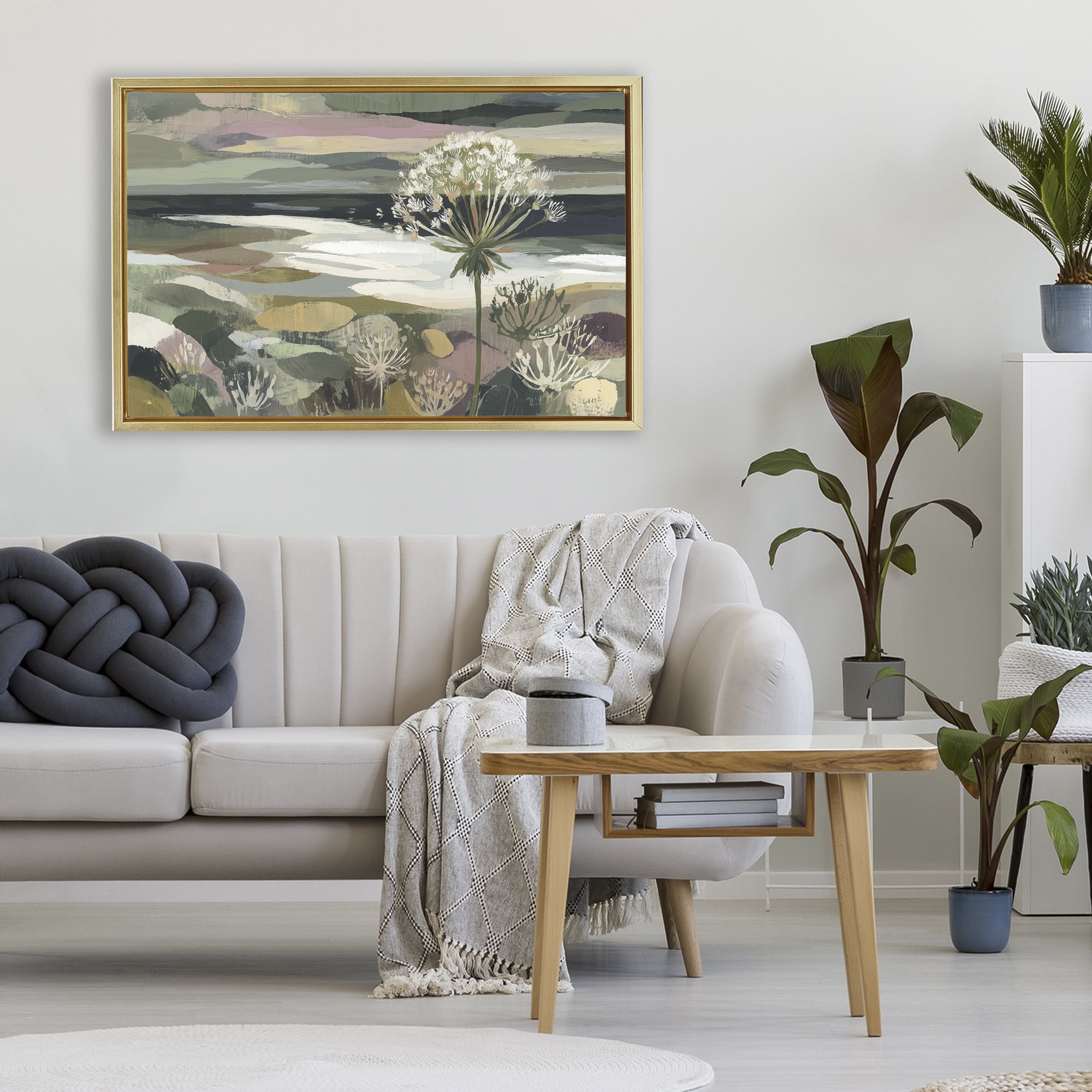 Stupell Industries Dandelion in Misty Meadow Gold Framed Floater Canvas Wall Art, design by Chromatic Storm Studio