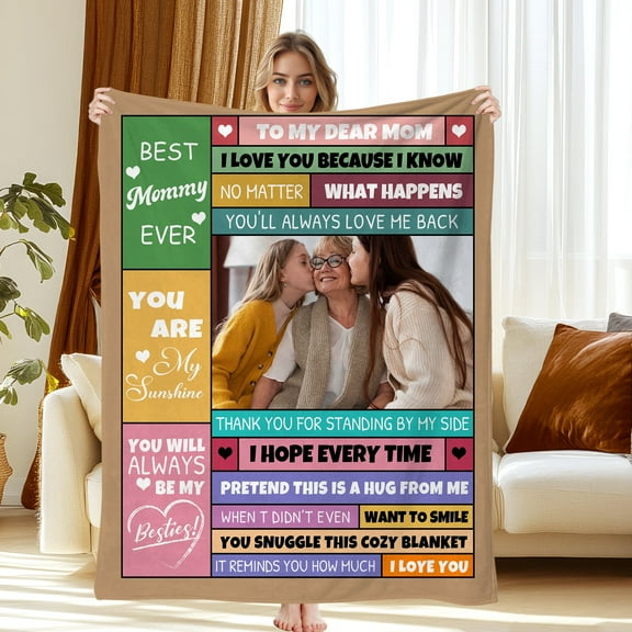 Personalized Mother's Day Blanket Gifts for Mom, Custom Blanket with Photo, 30"x 40"