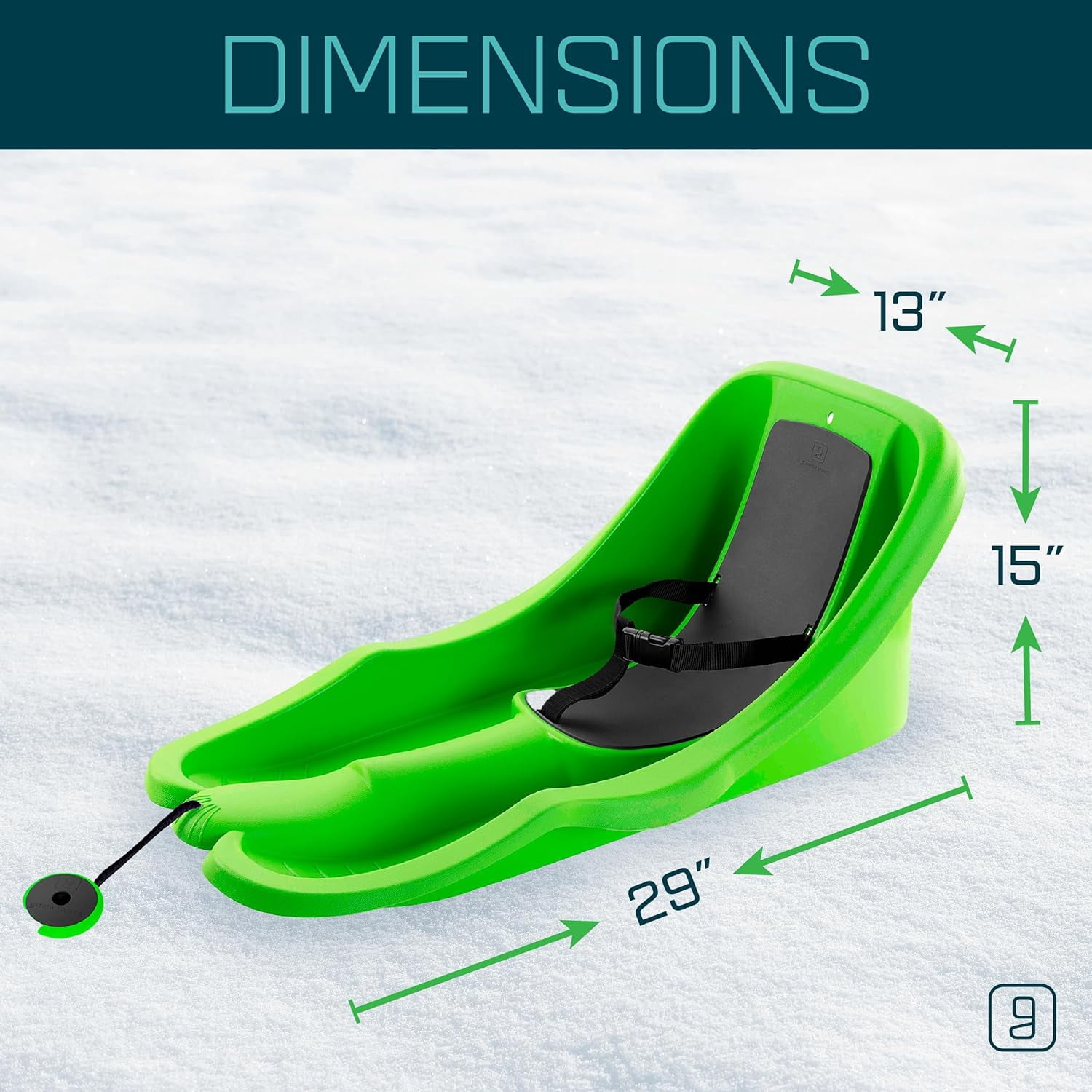 Gizmo Riders Baby Rider Mystic Green Pull Snow Sled for Toddlers, 55 lbs , Ages 6 Months+