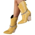 thumbnail image 4 of Wavsuf Cowgirl Boots for Women Short Ankle-High Winter Thin with Zipper with Fuzz with High Heel Yellow Shoes Size 39, 4 of 6