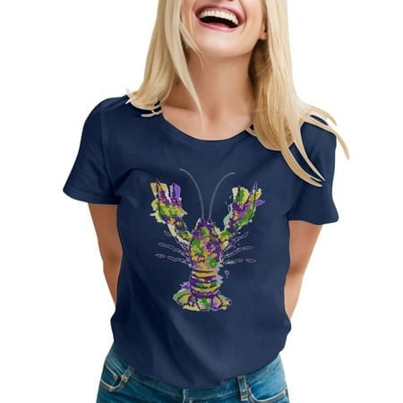 PMUYBHF T-Shirt Décontracté Imprimé à Manches Courtes Col Rond pour Femmes 8550 S
