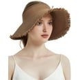 thumbnail image 3 of (2 pack) EINSKEY Women's Sun Visor Hat Packable Straw Floppy Wide Brim Ponytail Hat for Summer Beach Travel Golf Garden, 3 of 8