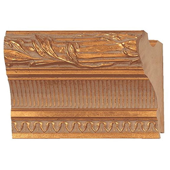 Picture Frame Moulding (Wood) 100Ft Bundle - Ornate Gold Finish - 4.5" Width - 1/2" Rabbet Depth