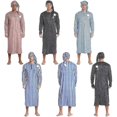 thumbnail image 2 of Men's Henley Sleep Shirt Nightgown Striped Big&Tall Long Sleeve Nightshirt with Night Hatc 26s, 2 of 5