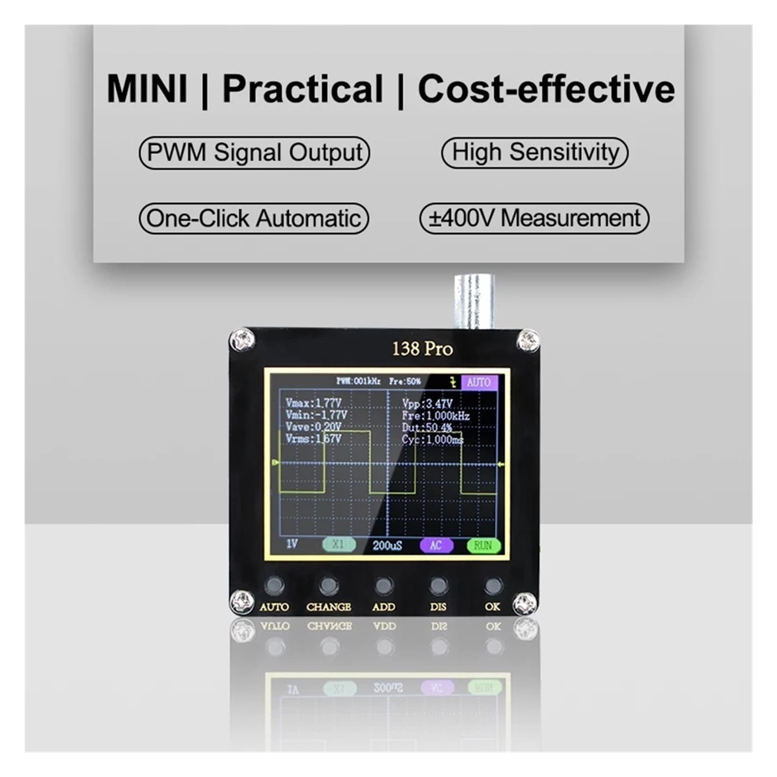 Handheld Digital Oscilloscope 200Khz Square Wave Output Oscilloscopes Voltage Measuring Device Button Operation Basic ,Professional Designed
