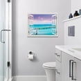 thumbnail image 5 of Beach Wall Art Picture for Living Room Coastal Ocean Blue Sea Landscape Painting Window Frame Style Canvas Wall Decor Modern Scenery Artwork for Bedroom Bathroom Office Home Decoration 16"x12", 5 of 6