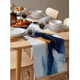 thumbnail image 6 of Ldtrchee Modern Blue Table Runner 72 Inches, Abstract White Art Painting Coast Neutral Bed Runner Dresser Scarves Tabletop for Indoor Outdoor Parties/Ceremony/Banquet, 16" x 72", 6 of 8