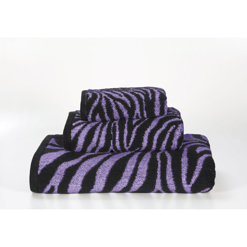 Zebra 3 Piece Jacquard Towel Set, Purple/Black
