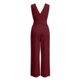 thumbnail image 5 of FASHOFT Womens Jumpsuits Solid Color Sleeveless V Neck Waist Cinched Design Wide Leg With Pockets One Piece Casual Romper For Daily Wear Jumpsuits, 5 of 5