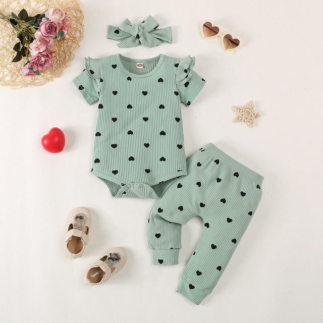 Conjuntos de blusa y camisa de cuello redondo y manga corta con estampado de colores para niña, mono de cuello redondo y manga larga con cintura elástica, pantalones estampados y diadema, conjunto de