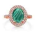 thumbnail image 2 of Gem Stone King 18K Rose Gold Plated Silver Ring Malachite Moissanite (2.93 Cttw), 2 of 3