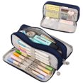thumbnail image 1 of 3 Layer Pencil Case Zipper Large Capacity Pen Pouch Stationery Bag,Blue, 1 of 2