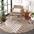 thumbnail image 3 of SAFAVIEH Beach House Kaeden Botanical Indoor/Outdoor Area Rug, Brown/Ivory, 6'7" x 6'7" Round, 3 of 16
