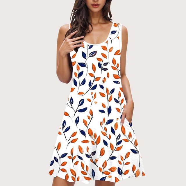 Pyjama Femme Zeophrasy Femme Imprimé avec Poches Chemises de Nuit Sans Manches Vêtements de Nuit Chemise de Nuit Col Rond Robe de Nuit Transparente Moins de 5