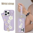 thumbnail image 3 of Crossbody Wallet Case for iPhone 15 Plus, Magnetic Back Flip Kickstand Floral PU Leather Phone Case with RFID Blocking Card Holder Wristlet Strap Shoulder Purse for Women,Purple, 3 of 9