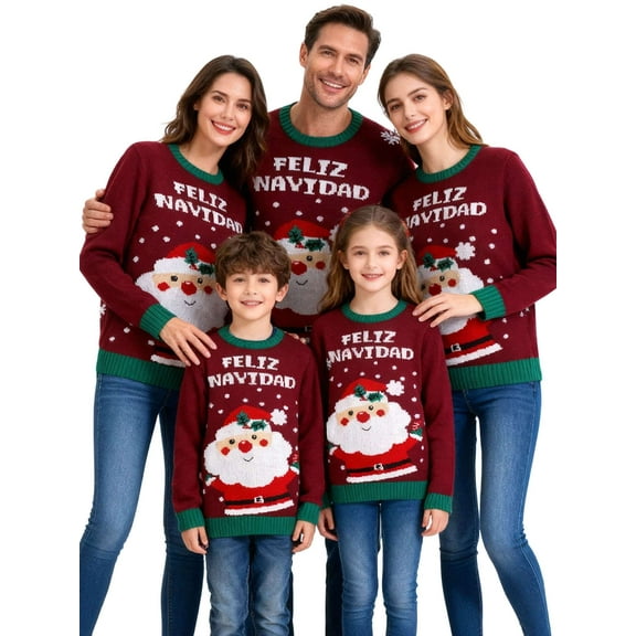 BadPiggies Christmas Matching Family Sweater Ugly Knitted Pullover Couples Crewneck Santa Holiday Jumper - Women