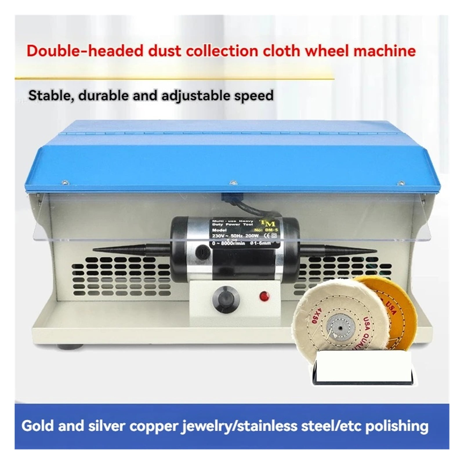 Polishing Machine With Dust Collector Bench Grinder, Gold Silver Jewelry Watches Polisher Machine ,Powerhouse Performance
