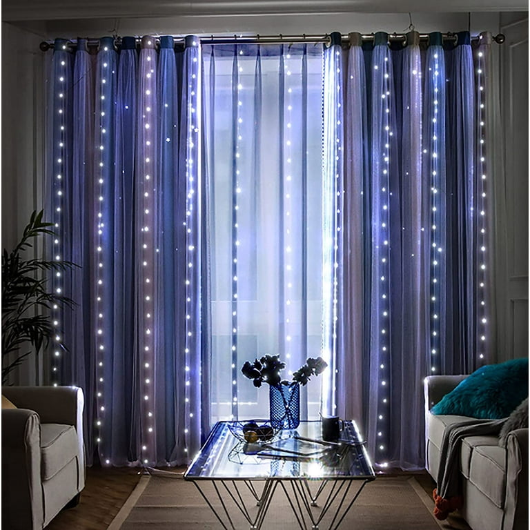 Window Curtain String Light, 300 Waterproof LED Twinkle Lights, 8 Modes  Fairy Lights USB Remote Control Lights for Christmas Bedroom Party Wedding  Home Garden Wall Decorations(9.9x9.9 Ft) 