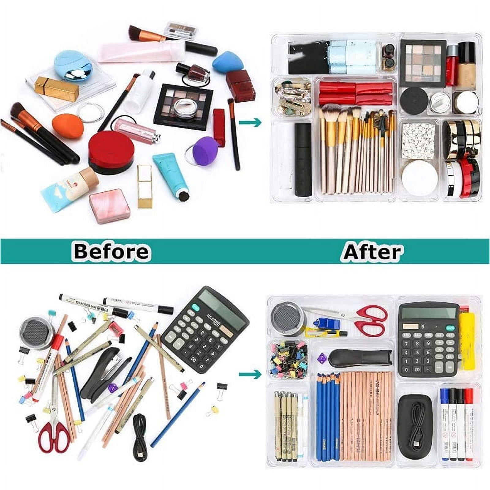 9 Pcs Clear Drawer Organizer Trays Assorted 4-Size Drawer Dividers, Versatile Storage Boxes Organiser Set