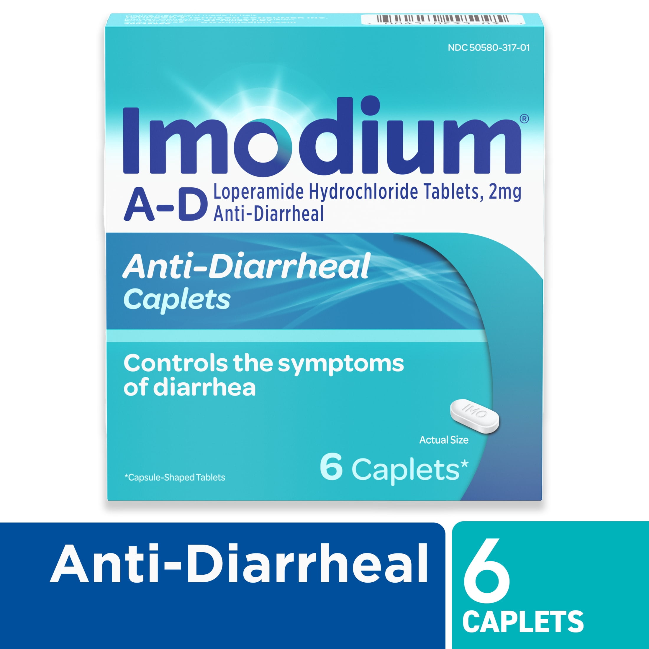 (4 pack) Imodium A-D Diarrhea Relief Caplets, Loperamide Hydrochloride, 6 Count