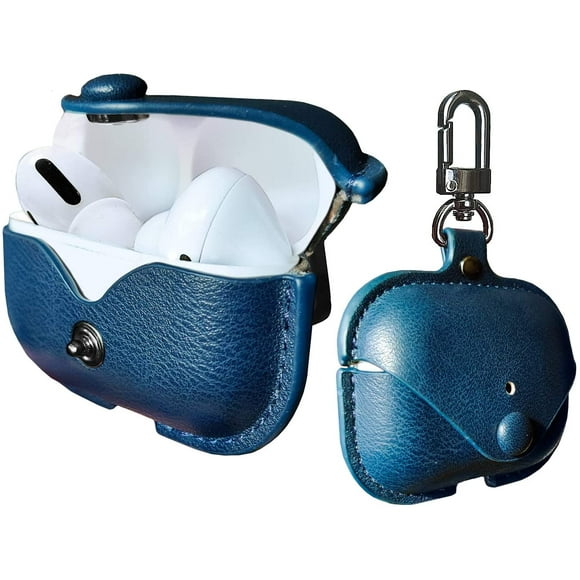 Hongkaii Charging Case Cover for Apple Airpods Pro , PU Leather Case Compatible with Apple Airpods Pro Charging Case - Blue DZ#422-3407
