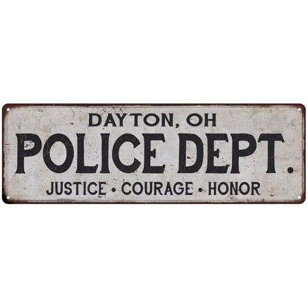 dayton 8x24 dept police oh metal gift sign decor manufacturer walmart