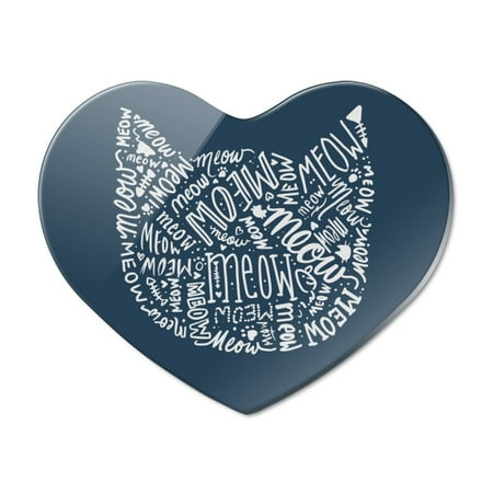 

Meow Cat Kitten Kitty Silhouette Heart Acrylic Fridge Refrigerator Magnet