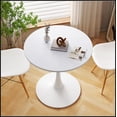 thumbnail image 2 of 32"Modern Round Dining Table with Round MDF Table Top,Metal Base Dining Table, End Table Leisure Coffee Table,White, 2 of 8